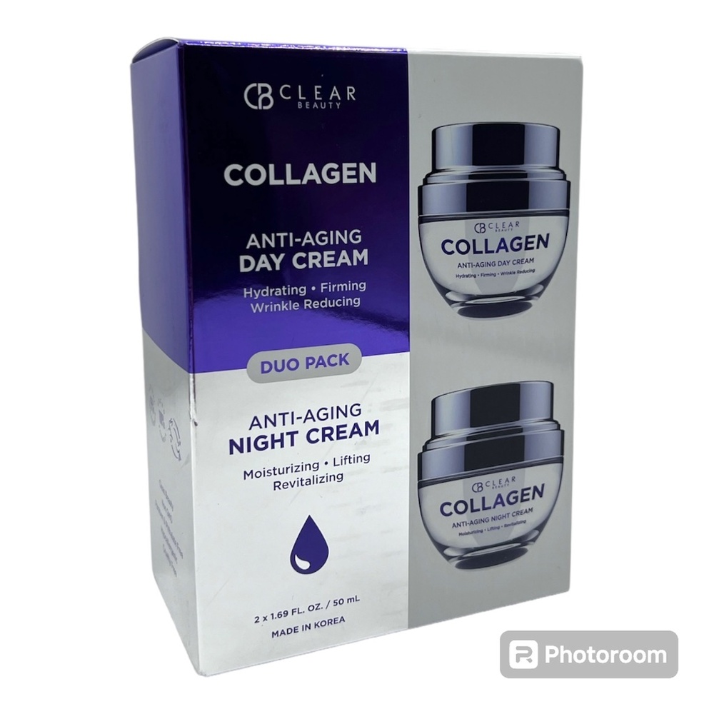 Clear Beauty Collagen Anti-Aging Day/Night Duo Cream 1.69 oz each